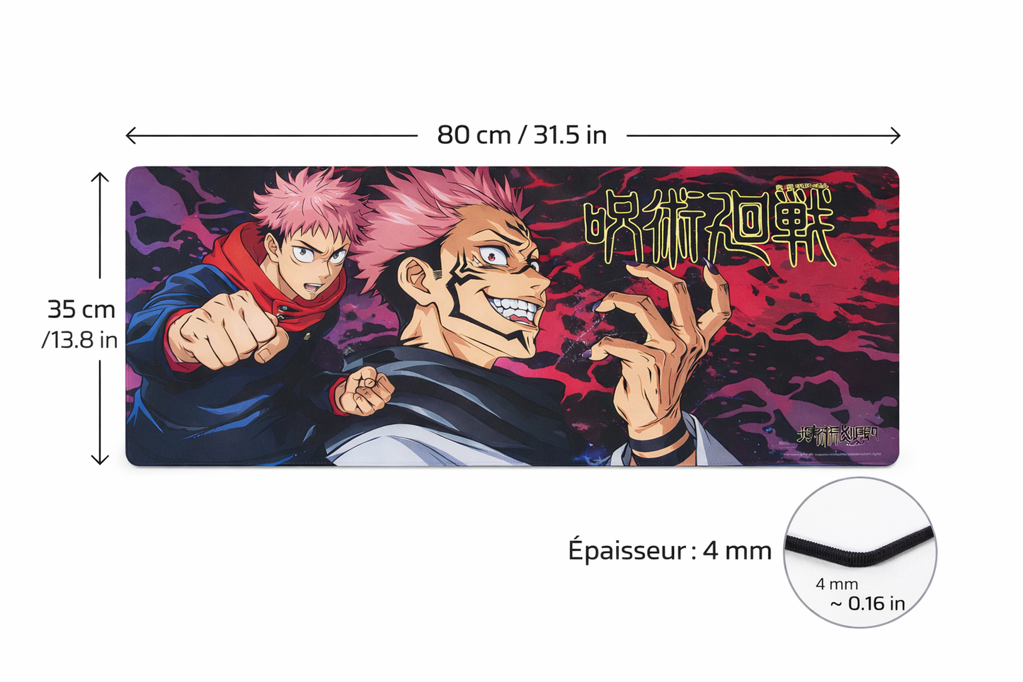 Tapis de souris XXL Jujutsu Kaisen – 80 x 35 cm – 4 mm – Officiel