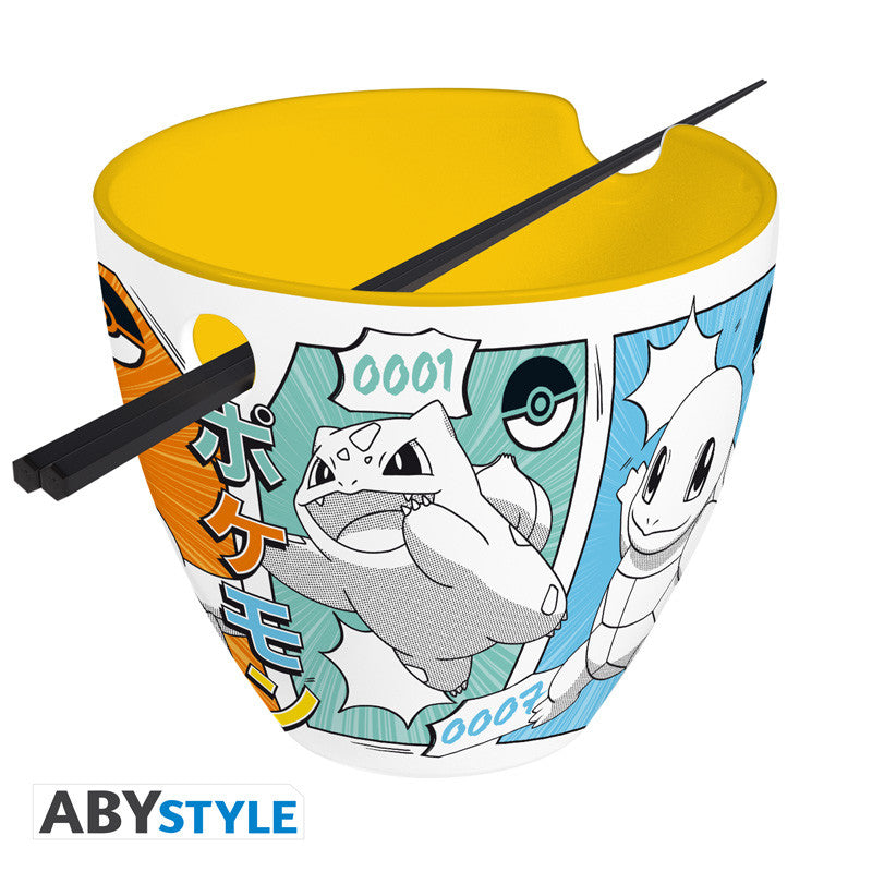 Bol à Ramen Pokémon – Starters Manga (avec baguettes)